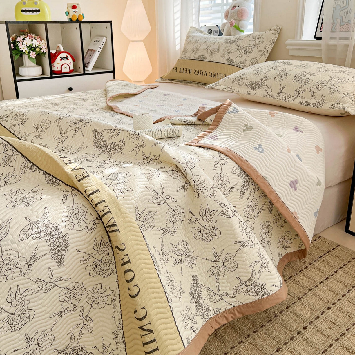 91家纺网 家纺一手货源 找家纺 （总）梦精灵家纺 2026新款纯棉床盖单件全棉绗缝夹棉床单 四季通用榻榻米防滑学生宿舍单人被套枕套