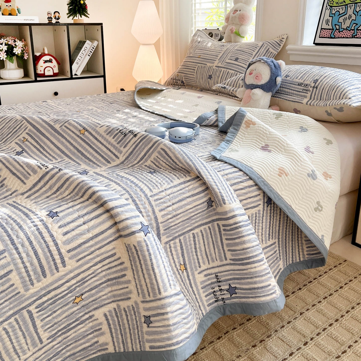 91家纺网 家纺一手货源 找家纺 （总）梦精灵家纺 2026新款纯棉床盖单件全棉绗缝夹棉床单 四季通用榻榻米防滑学生宿舍单人被套枕套