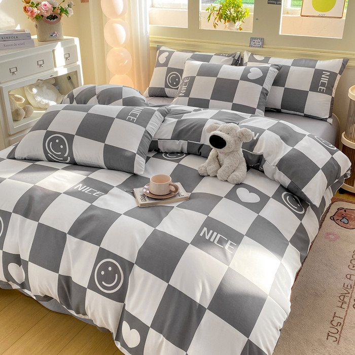 91家纺网 家纺一手货源 找家纺 朵朵家纺 2026新款水洗印花床单床笠款三四件套学生三四件套 简单时尚