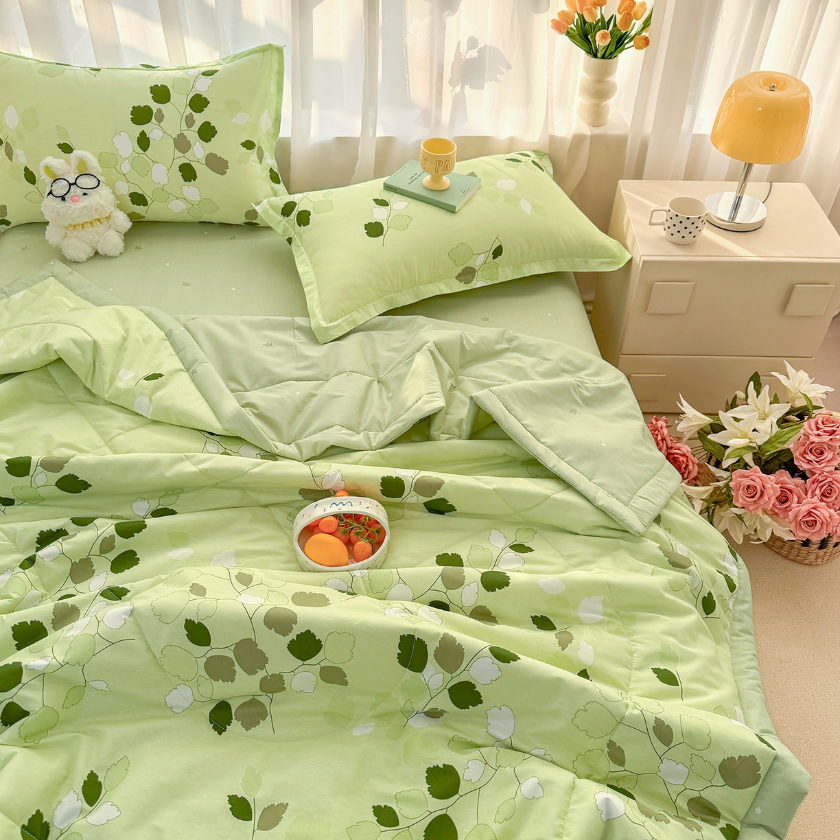 91家纺网 家纺一手货源 找家纺 （总）瑶瑶家居 2026新款A类里外全棉夏凉被四件套-风格三