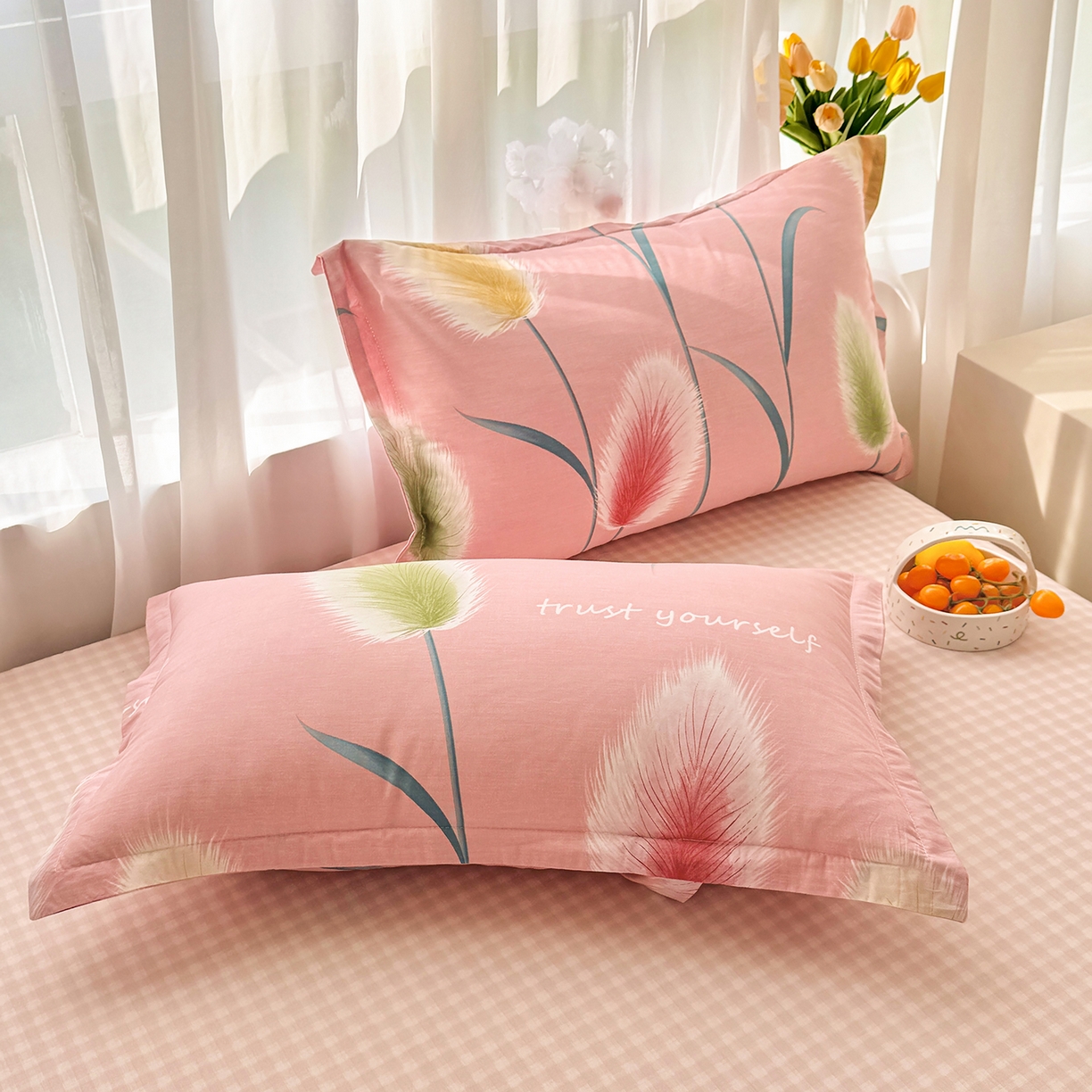 91家纺网 家纺一手货源 找家纺 瑶瑶家居 2026新款A类里外全棉夏凉被四件套-风格三 静时光