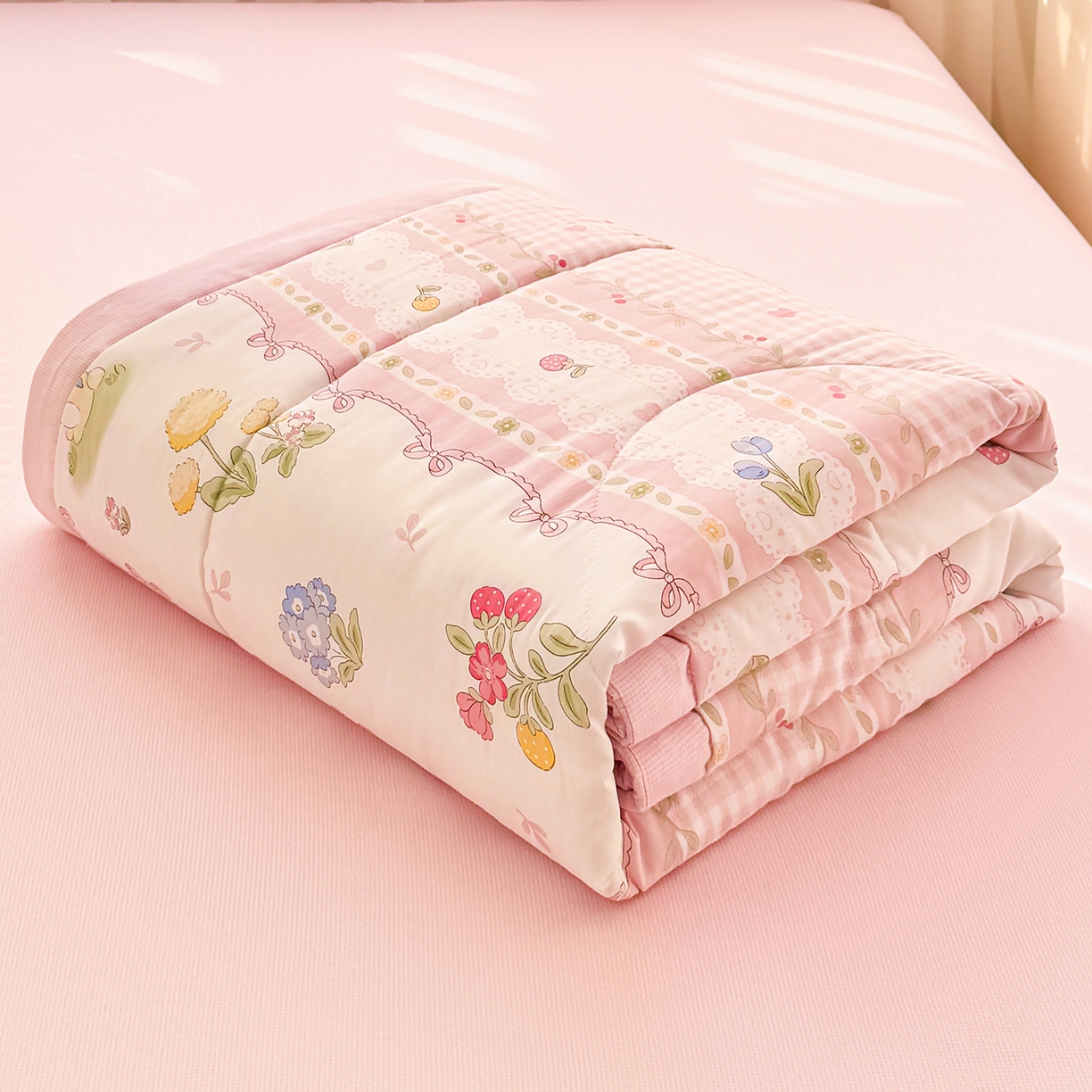 91家纺网 家纺一手货源 找家纺 瑶瑶家居 2026新款A类里外全棉夏凉被四件套-风格三 小花絮