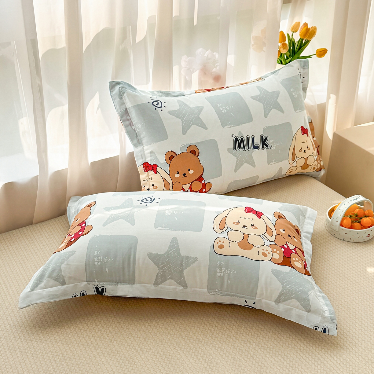 91家纺网 家纺一手货源 找家纺 瑶瑶家居 2026新款A类里外全棉夏凉被四件套-风格三 温暖熊