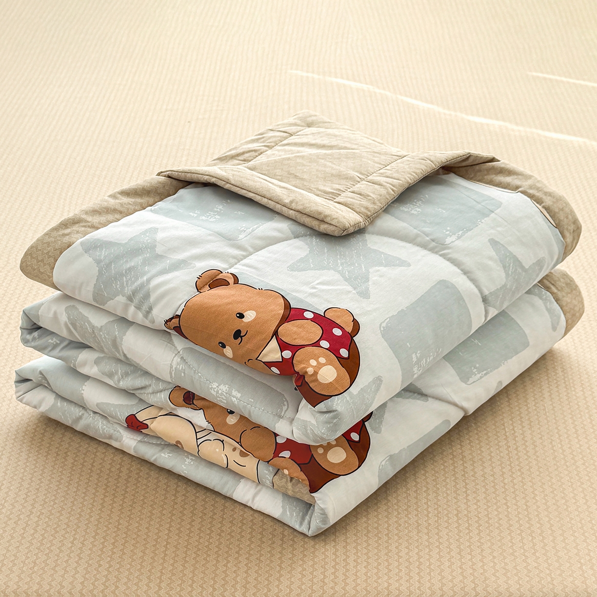 91家纺网 家纺一手货源 找家纺 瑶瑶家居 2026新款A类里外全棉夏凉被四件套-风格三 温暖熊