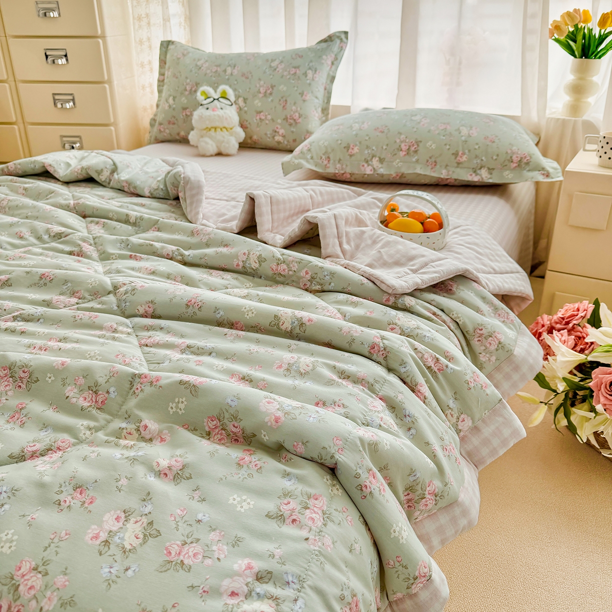 91家纺网 家纺一手货源 找家纺 瑶瑶家居 2026新款A类里外全棉夏凉被四件套-风格三 千野