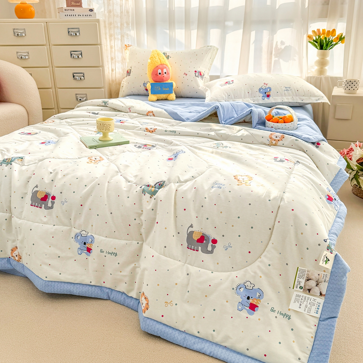 91家纺网 家纺一手货源 找家纺 瑶瑶家居 2026新款A类里外全棉夏凉被四件套-风格三 酷酷马