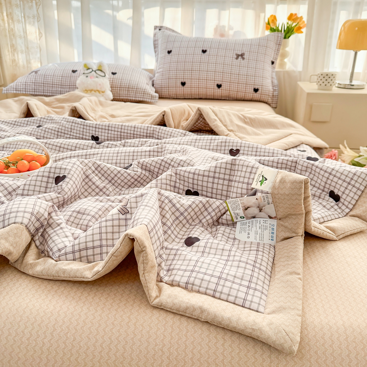 91家纺网 家纺一手货源 找家纺 瑶瑶家居 2026新款A类里外全棉夏凉被四件套-风格三 小甜心