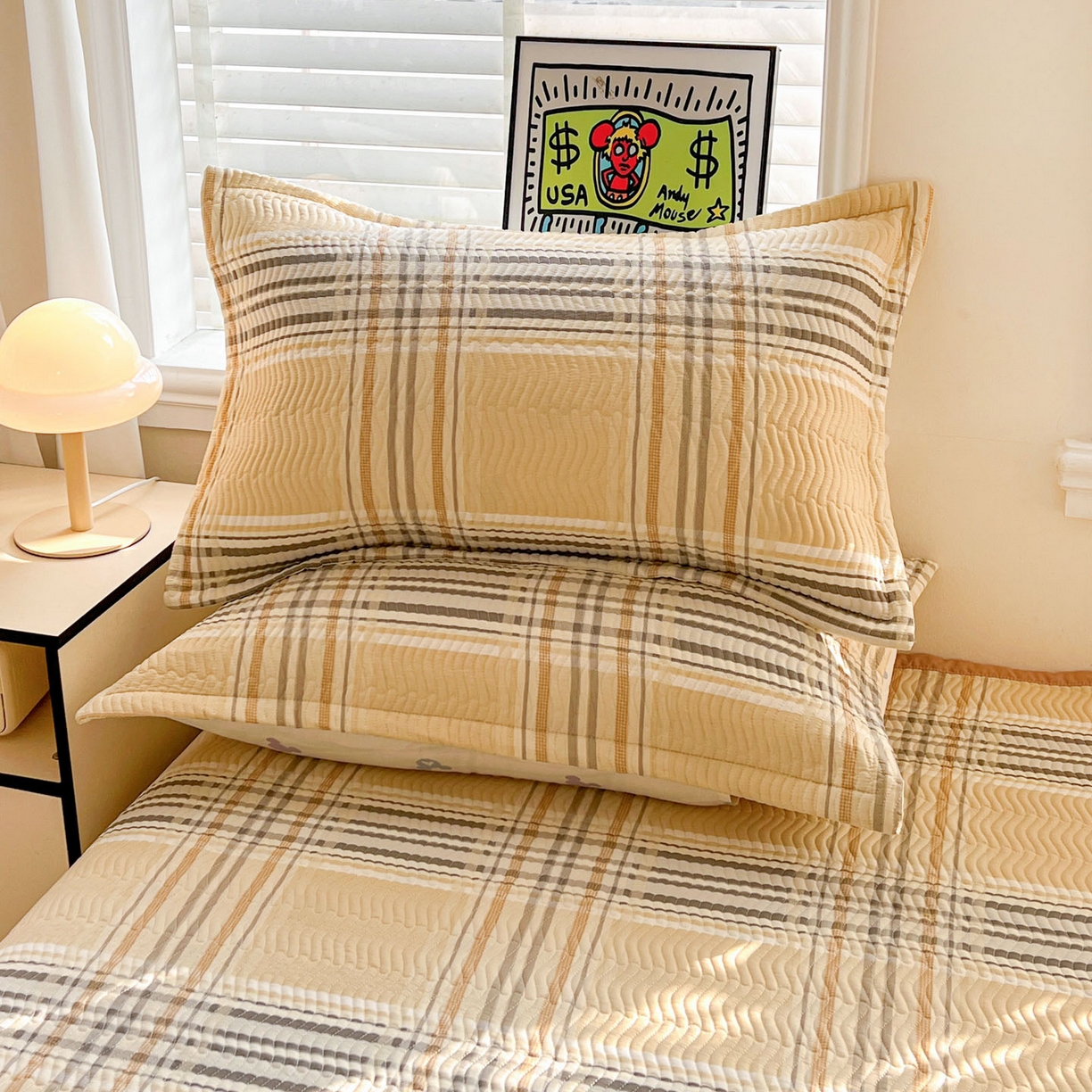 91家纺网 家纺一手货源 找家纺 梦精灵家纺 2026新款纯棉床盖单件全棉绗缝夹棉床单 四季通用榻榻米防滑学生宿舍单人被套枕套 格调情思