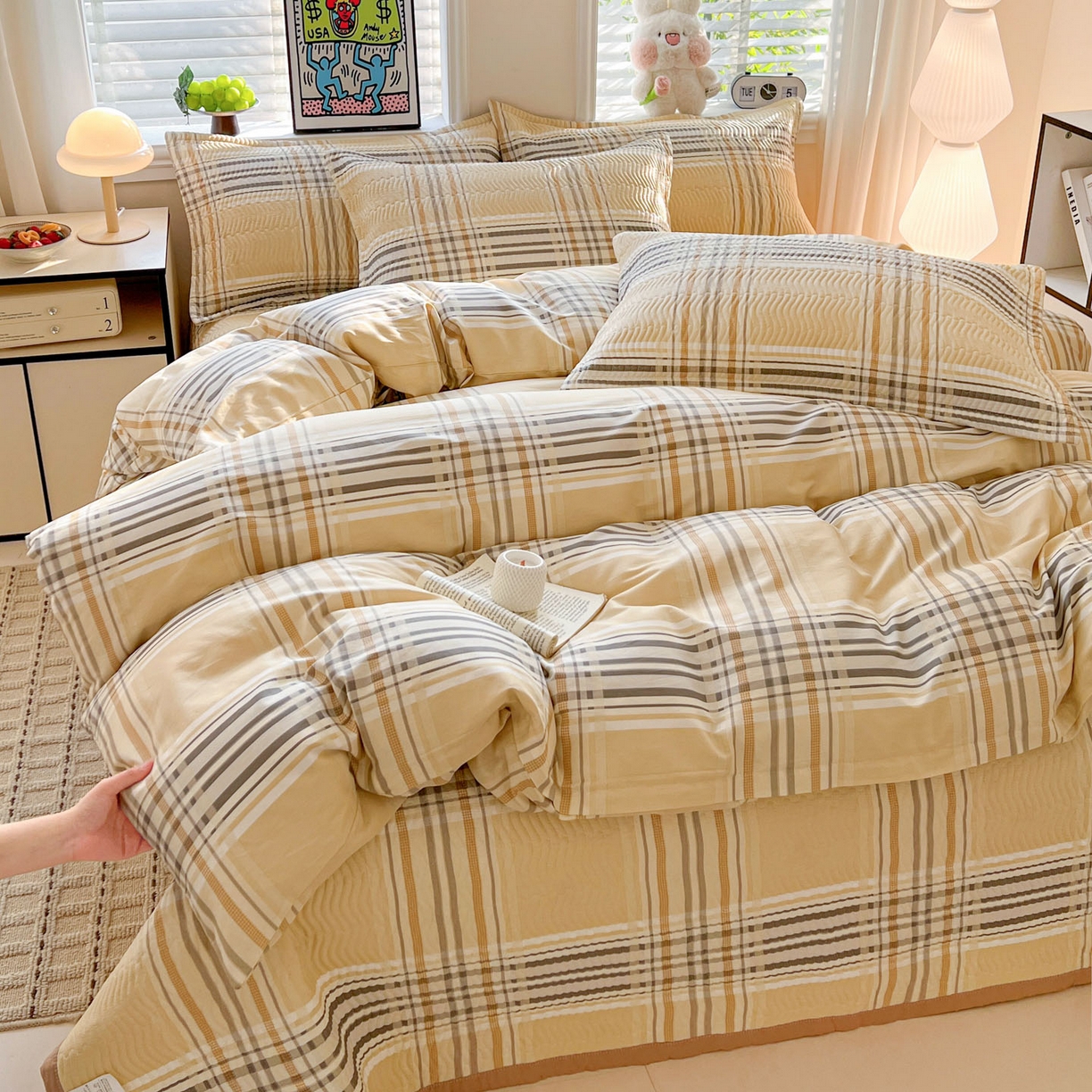 91家纺网 家纺一手货源 找家纺 梦精灵家纺 2026新款纯棉床盖单件全棉绗缝夹棉床单 四季通用榻榻米防滑学生宿舍单人被套枕套 格调情思