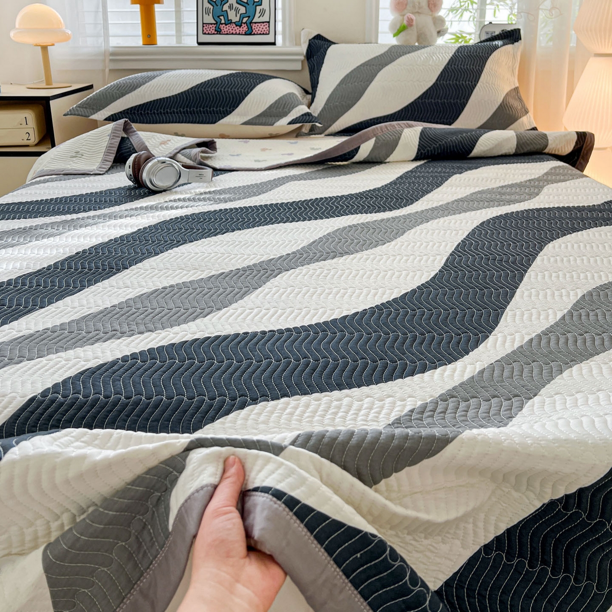 91家纺网 家纺一手货源 找家纺 梦精灵家纺 2026新款纯棉床盖单件全棉绗缝夹棉床单 四季通用榻榻米防滑学生宿舍单人被套枕套 极简主义