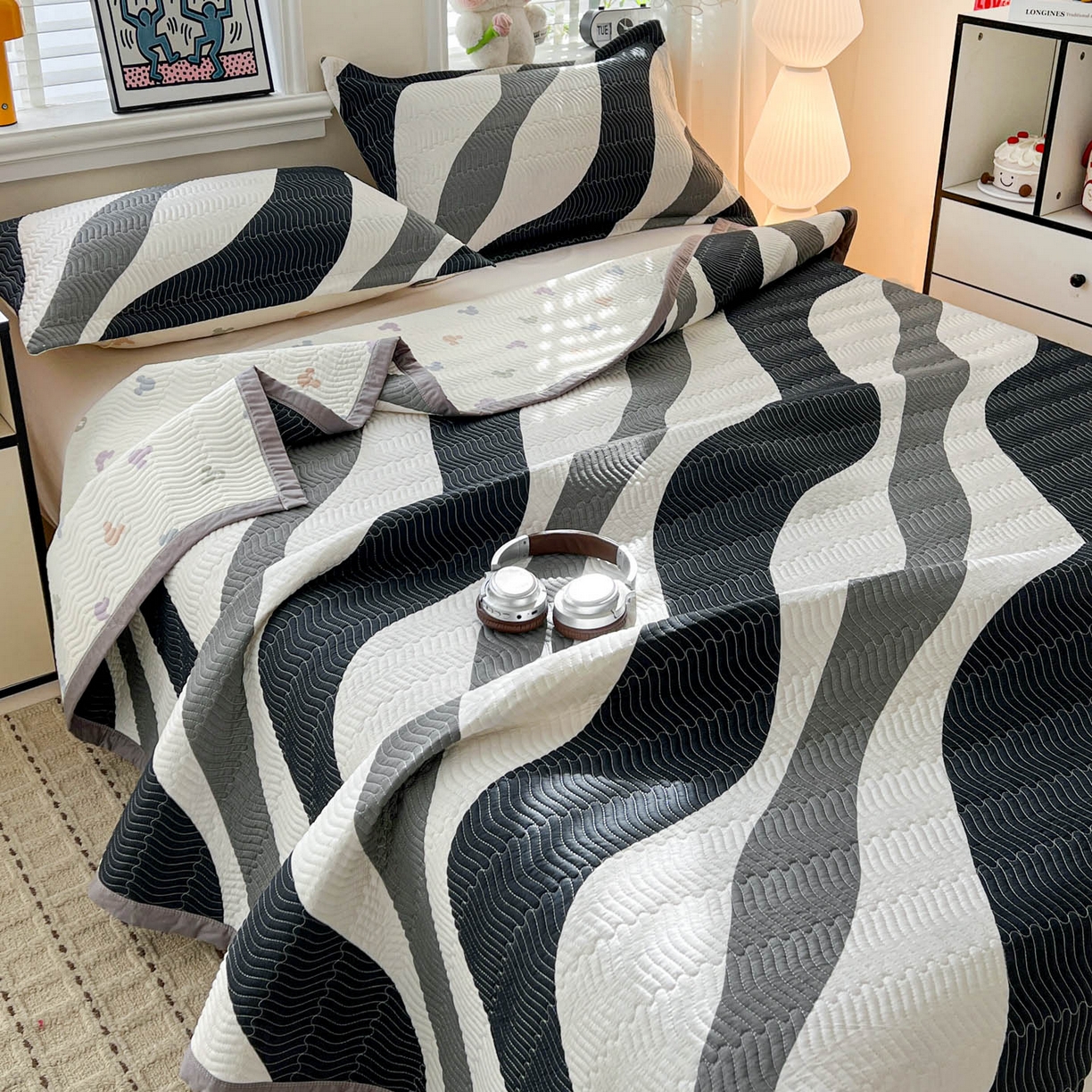 91家纺网 家纺一手货源 找家纺 梦精灵家纺 2026新款纯棉床盖单件全棉绗缝夹棉床单 四季通用榻榻米防滑学生宿舍单人被套枕套 极简主义