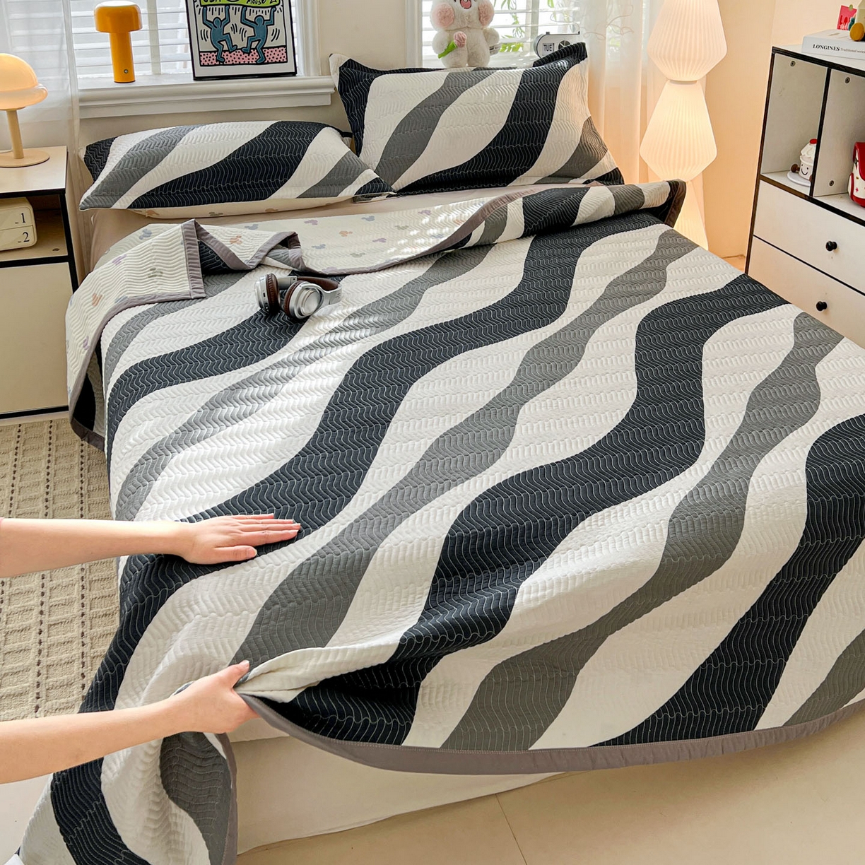 91家纺网 家纺一手货源 找家纺 梦精灵家纺 2026新款纯棉床盖单件全棉绗缝夹棉床单 四季通用榻榻米防滑学生宿舍单人被套枕套 极简主义