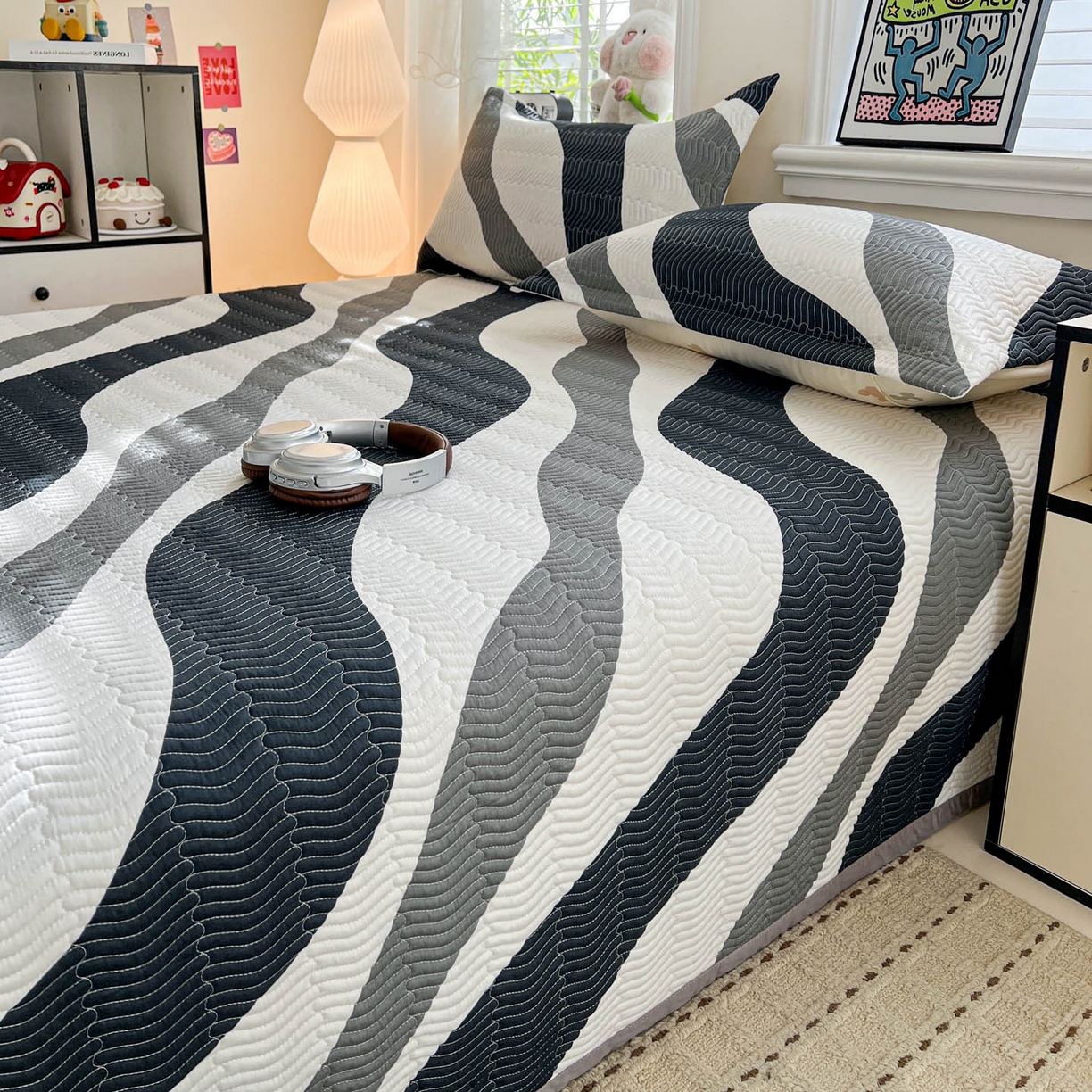 91家纺网 家纺一手货源 找家纺 梦精灵家纺 2026新款纯棉床盖单件全棉绗缝夹棉床单 四季通用榻榻米防滑学生宿舍单人被套枕套 极简主义