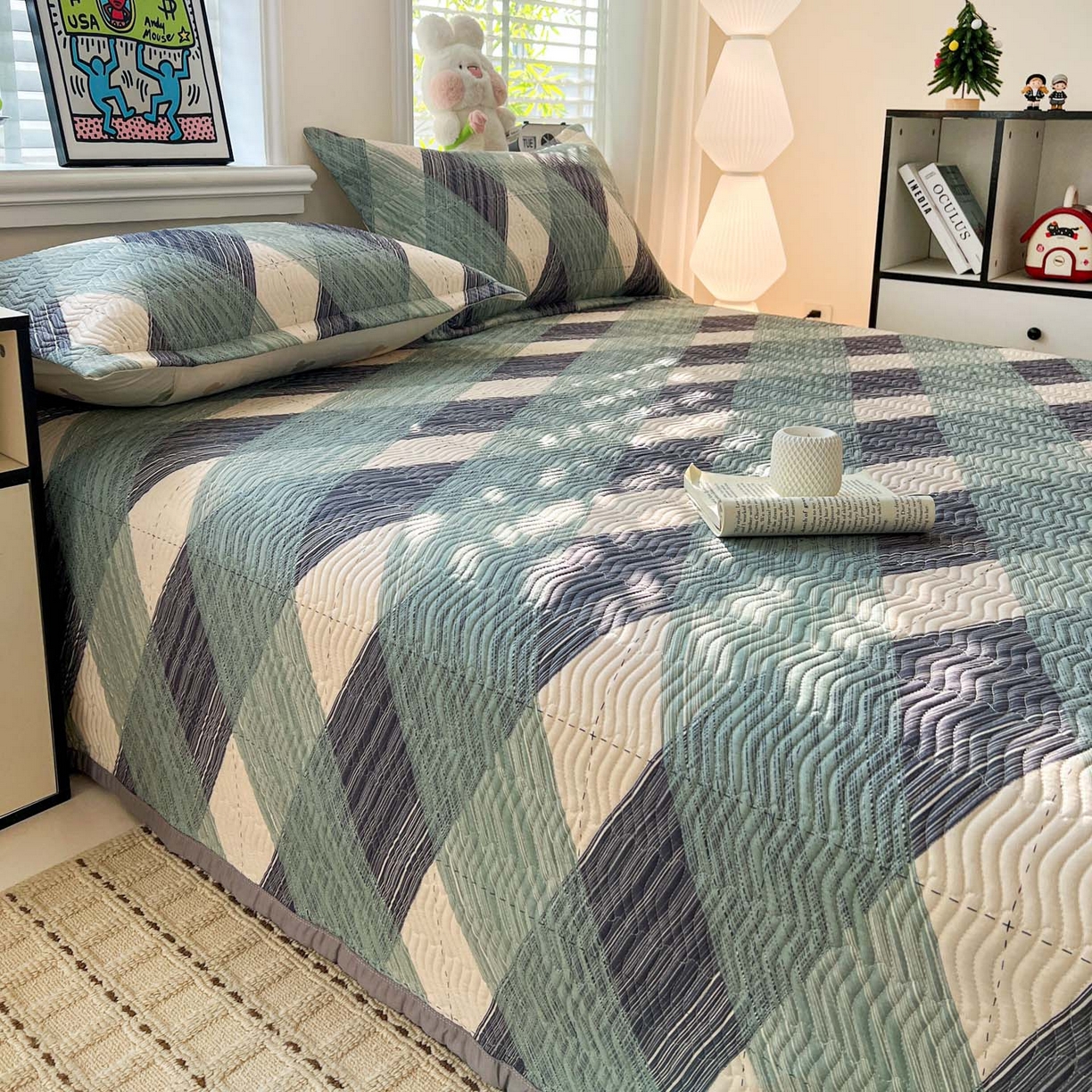 91家纺网 家纺一手货源 找家纺 梦精灵家纺 2026新款纯棉床盖单件全棉绗缝夹棉床单 四季通用榻榻米防滑学生宿舍单人被套枕套 加州阳光