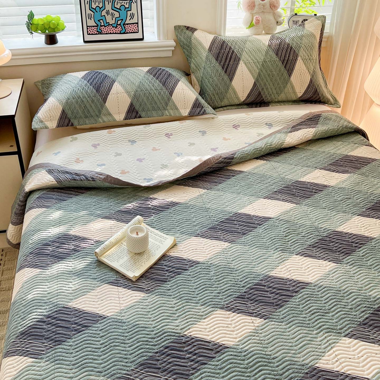 91家纺网 家纺一手货源 找家纺 梦精灵家纺 2026新款纯棉床盖单件全棉绗缝夹棉床单 四季通用榻榻米防滑学生宿舍单人被套枕套 加州阳光