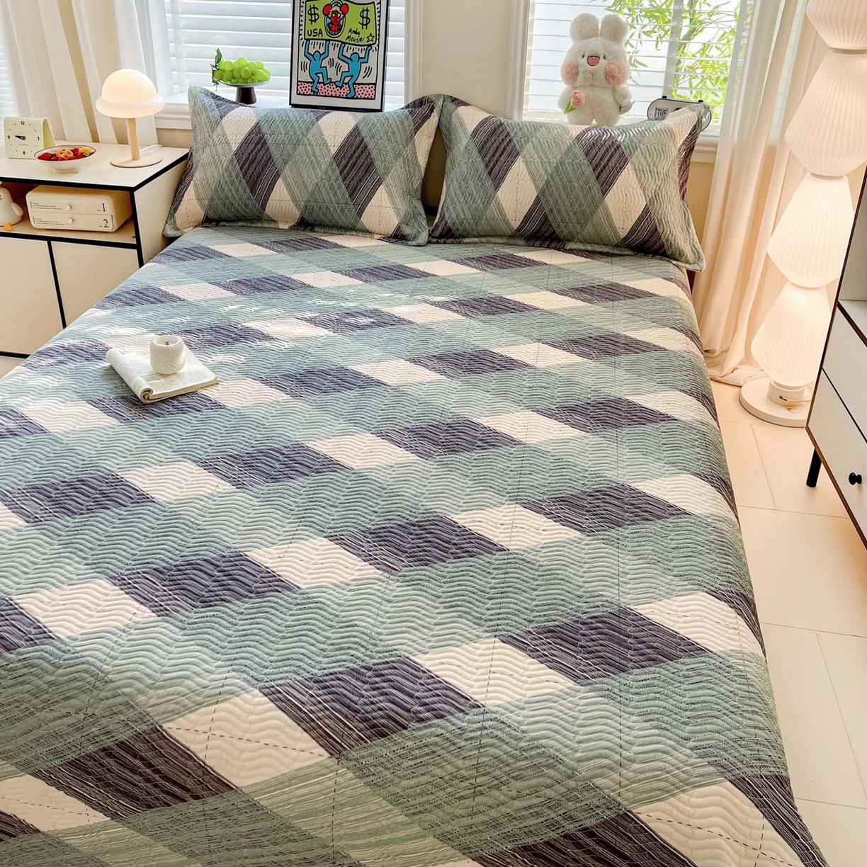 91家纺网 家纺一手货源 找家纺 梦精灵家纺 2026新款纯棉床盖单件全棉绗缝夹棉床单 四季通用榻榻米防滑学生宿舍单人被套枕套 加州阳光