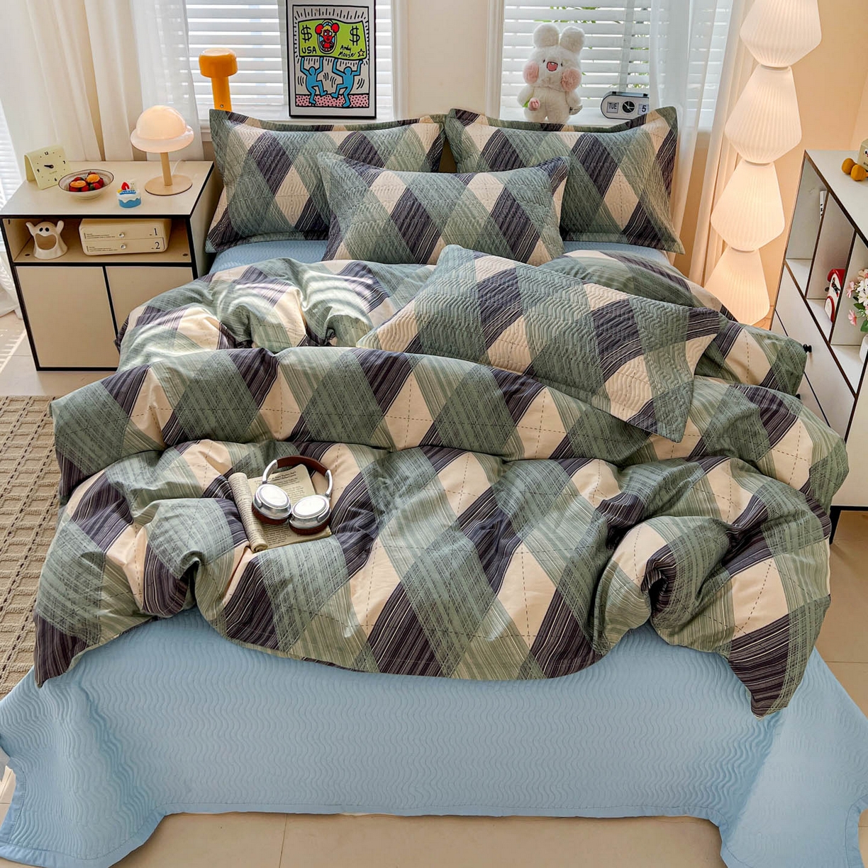 91家纺网 家纺一手货源 找家纺 梦精灵家纺 2026新款纯棉床盖单件全棉绗缝夹棉床单 四季通用榻榻米防滑学生宿舍单人被套枕套 加州阳光