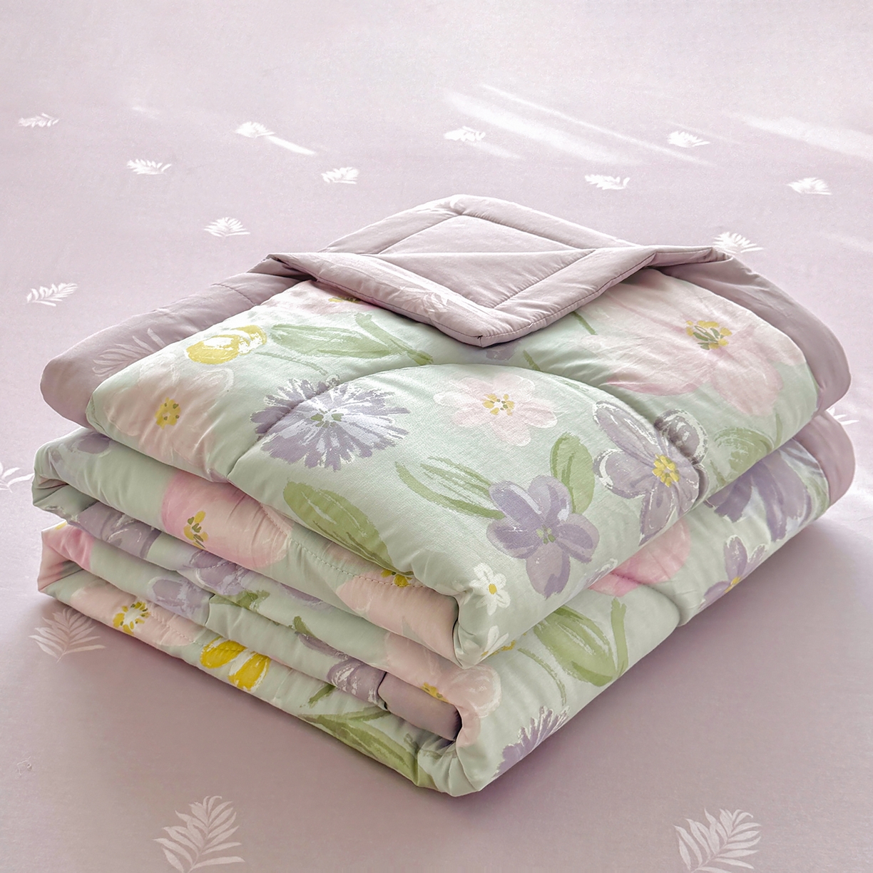 91家纺网 家纺一手货源 找家纺 瑶瑶家居 2026新款A类里外全棉夏凉被四件套-风格三 紫萝梦