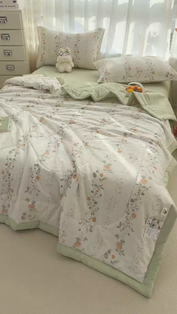91家纺网 家纺一手货源 找家纺 瑶瑶家居 2026新款A类里外全棉夏凉被四件套-风格三 一片情