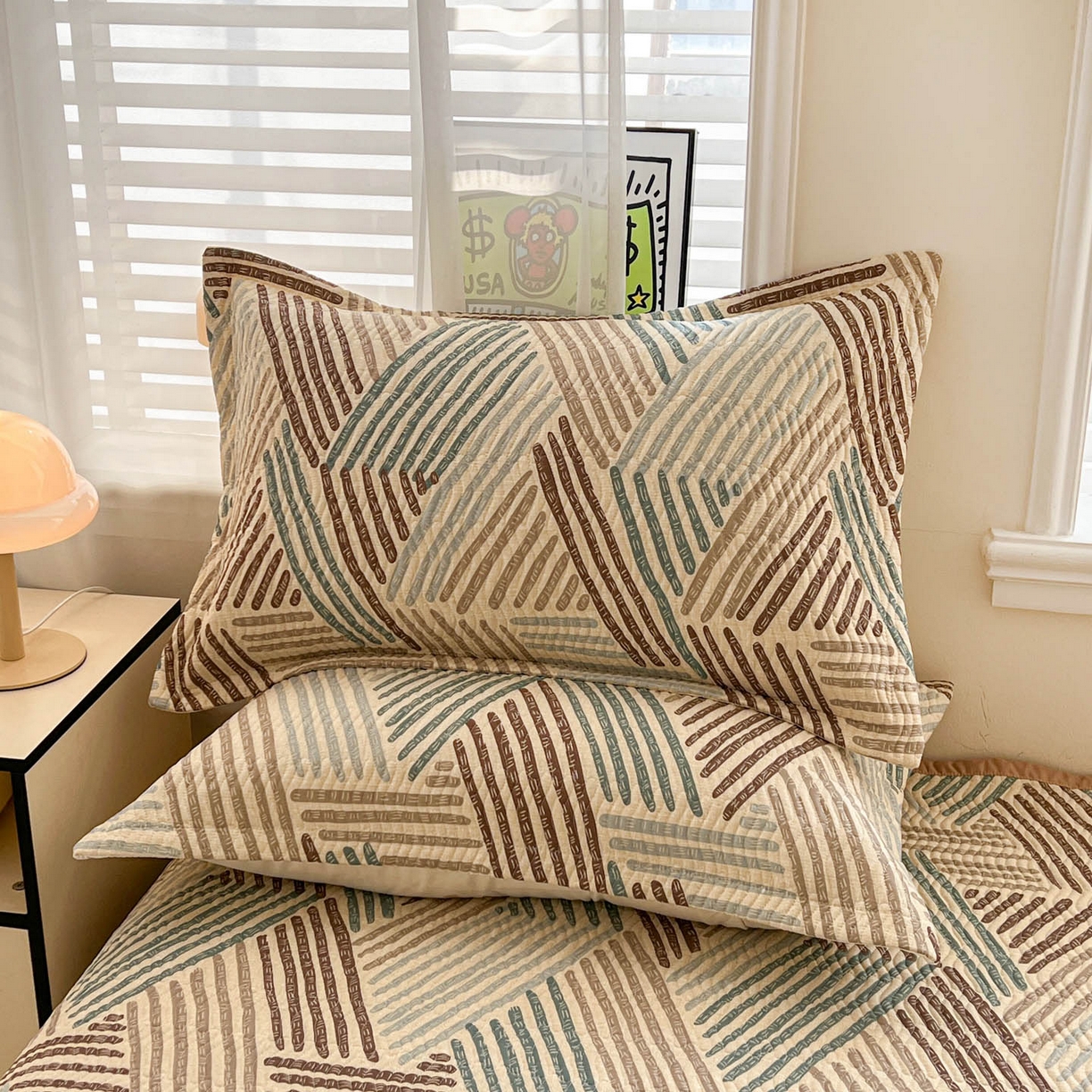 91家纺网 家纺一手货源 找家纺 梦精灵家纺 2026新款纯棉床盖单件全棉绗缝夹棉床单 四季通用榻榻米防滑学生宿舍单人被套枕套 时空旅人