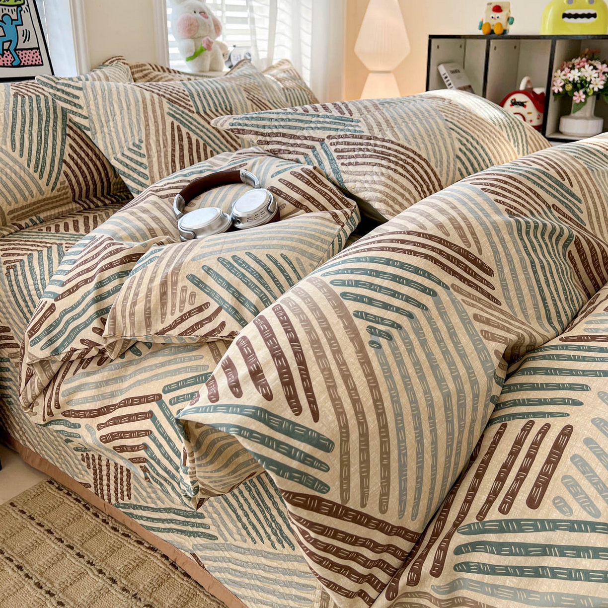 91家纺网 家纺一手货源 找家纺 梦精灵家纺 2026新款纯棉床盖单件全棉绗缝夹棉床单 四季通用榻榻米防滑学生宿舍单人被套枕套 时空旅人