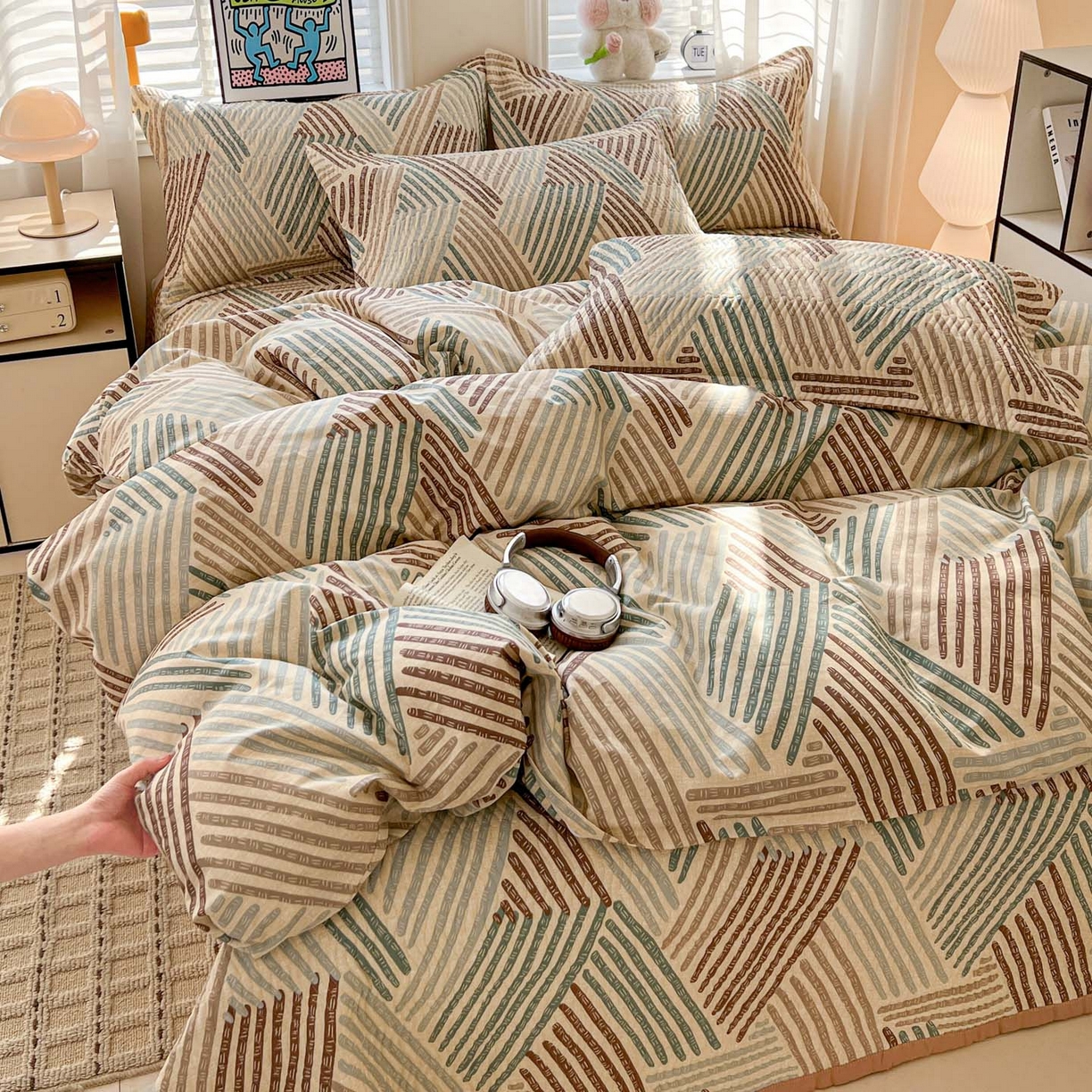 91家纺网 家纺一手货源 找家纺 梦精灵家纺 2026新款纯棉床盖单件全棉绗缝夹棉床单 四季通用榻榻米防滑学生宿舍单人被套枕套 时空旅人