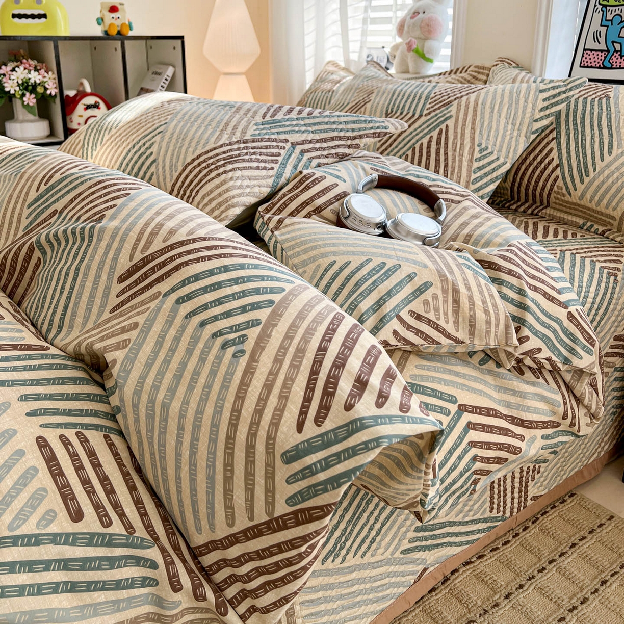 91家纺网 家纺一手货源 找家纺 梦精灵家纺 2026新款纯棉床盖单件全棉绗缝夹棉床单 四季通用榻榻米防滑学生宿舍单人被套枕套 时空旅人