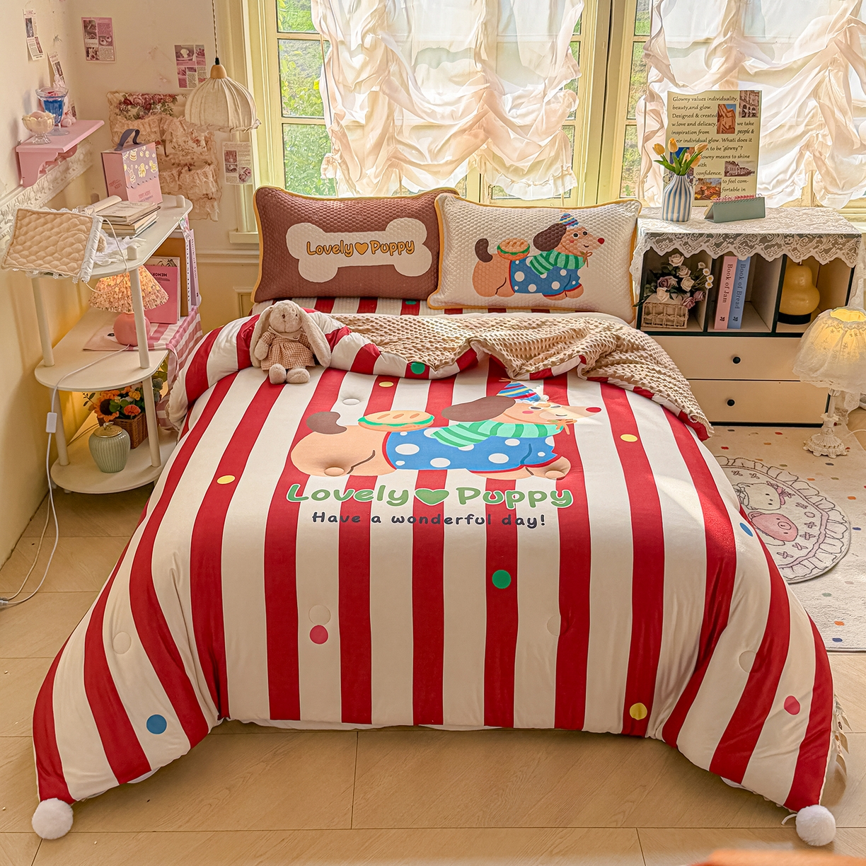 丫丫家纺 2026直播热款A类针织棉豆豆被夏被春秋被空调被儿童学生大版卡通被子被芯 鸿运当头