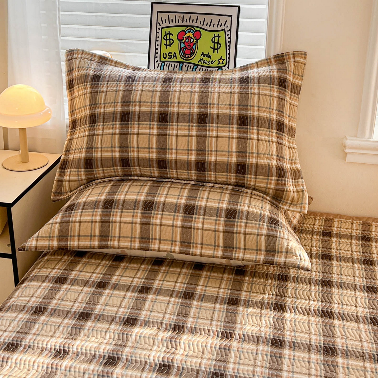 91家纺网 家纺一手货源 找家纺 梦精灵家纺 2026新款纯棉床盖单件全棉绗缝夹棉床单 四季通用榻榻米防滑学生宿舍单人被套枕套 托马