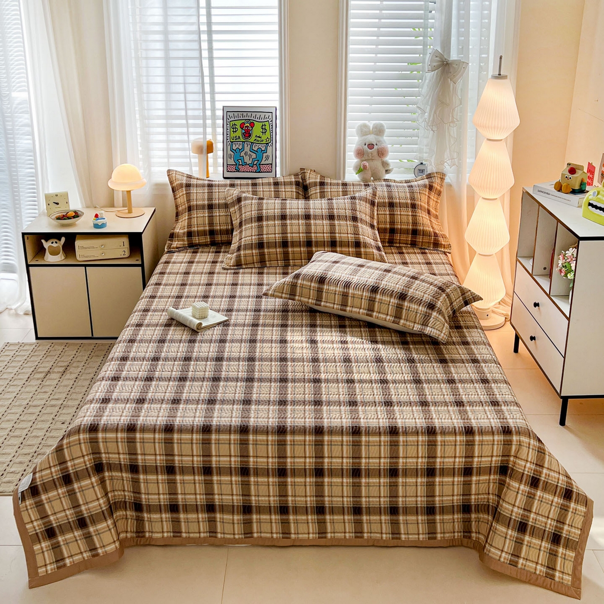 91家纺网 家纺一手货源 找家纺 梦精灵家纺 2026新款纯棉床盖单件全棉绗缝夹棉床单 四季通用榻榻米防滑学生宿舍单人被套枕套 托马