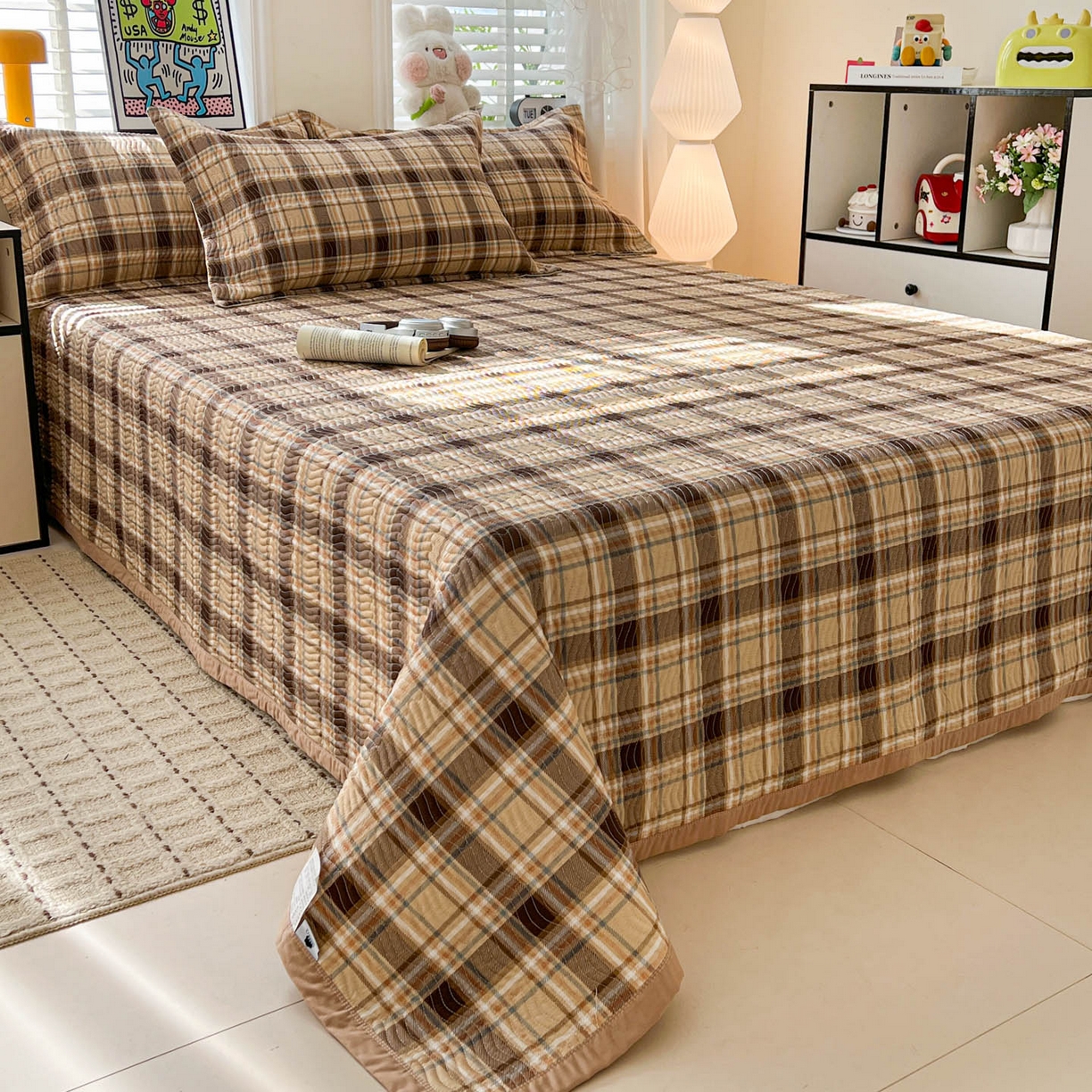 91家纺网 家纺一手货源 找家纺 梦精灵家纺 2026新款纯棉床盖单件全棉绗缝夹棉床单 四季通用榻榻米防滑学生宿舍单人被套枕套 托马