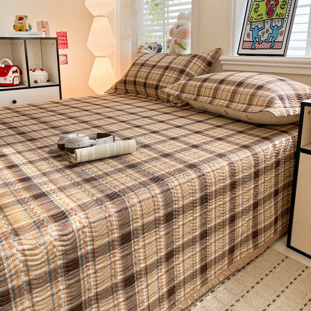 91家纺网 家纺一手货源 找家纺 梦精灵家纺 2026新款纯棉床盖单件全棉绗缝夹棉床单 四季通用榻榻米防滑学生宿舍单人被套枕套 托马