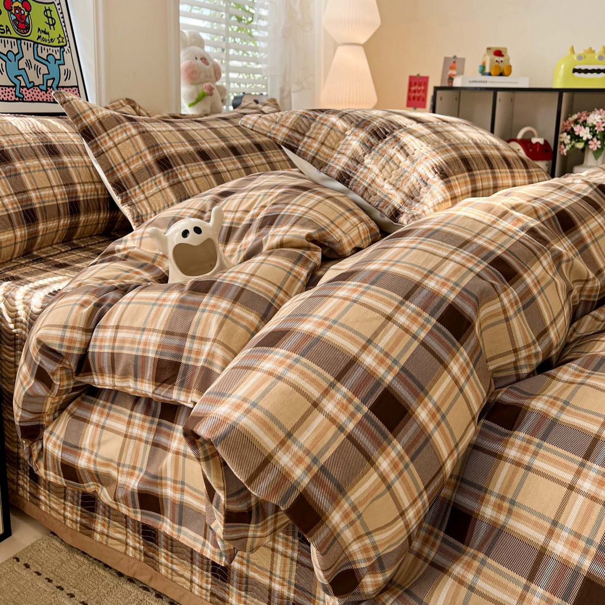 91家纺网 家纺一手货源 找家纺 梦精灵家纺 2026新款纯棉床盖单件全棉绗缝夹棉床单 四季通用榻榻米防滑学生宿舍单人被套枕套 托马