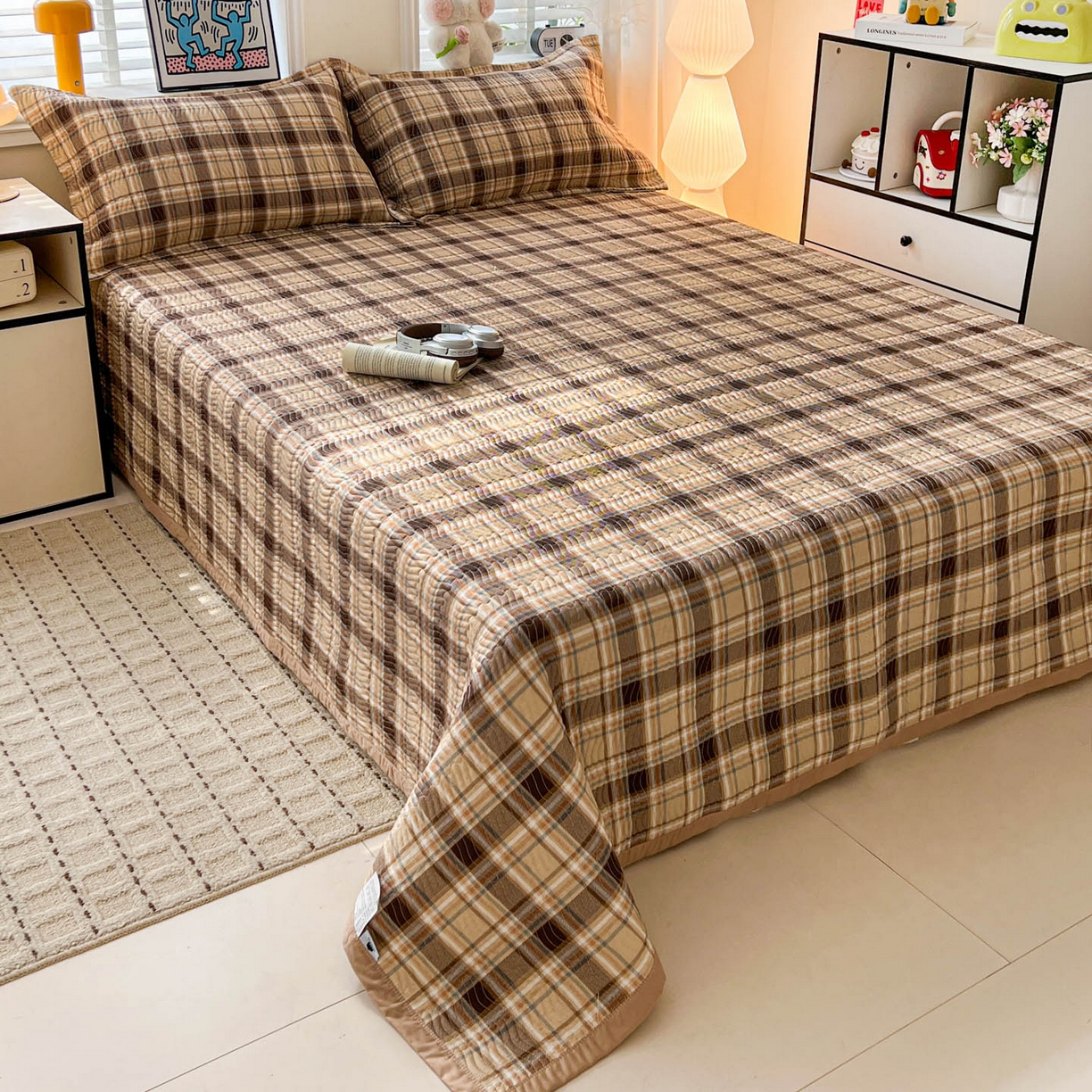 91家纺网 家纺一手货源 找家纺 梦精灵家纺 2026新款纯棉床盖单件全棉绗缝夹棉床单 四季通用榻榻米防滑学生宿舍单人被套枕套 托马