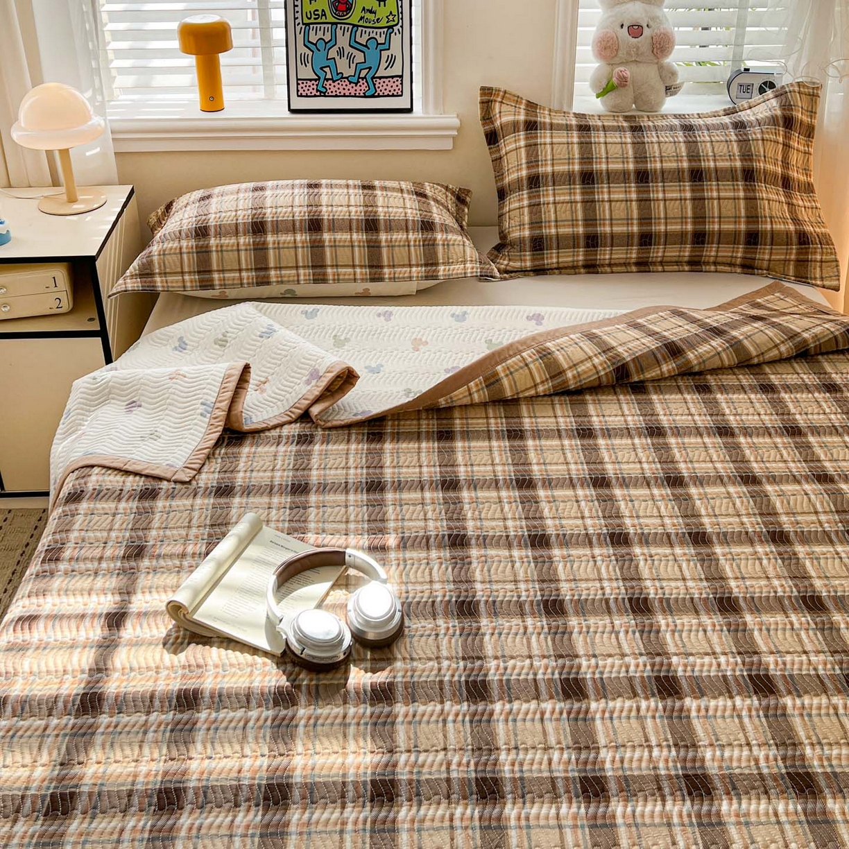 91家纺网 家纺一手货源 找家纺 梦精灵家纺 2026新款纯棉床盖单件全棉绗缝夹棉床单 四季通用榻榻米防滑学生宿舍单人被套枕套 托马