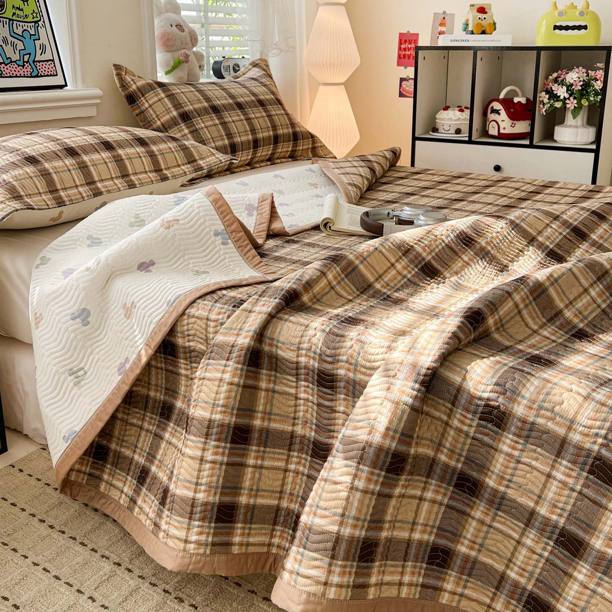 91家纺网 家纺一手货源 找家纺 梦精灵家纺 2026新款纯棉床盖单件全棉绗缝夹棉床单 四季通用榻榻米防滑学生宿舍单人被套枕套 托马