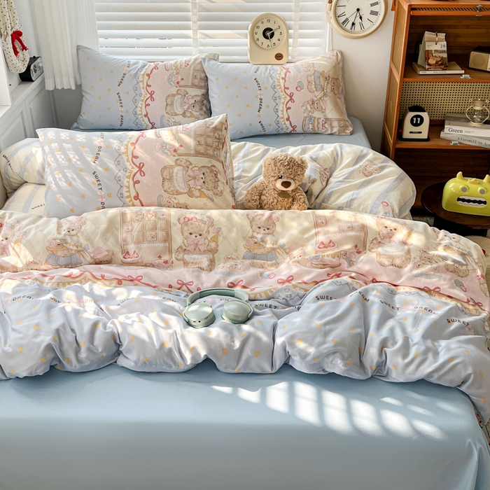 91家纺网 家纺一手货源 找家纺 （总）朵朵家纺 2026新款水洗印花床单床笠款三四件套学生三四件套