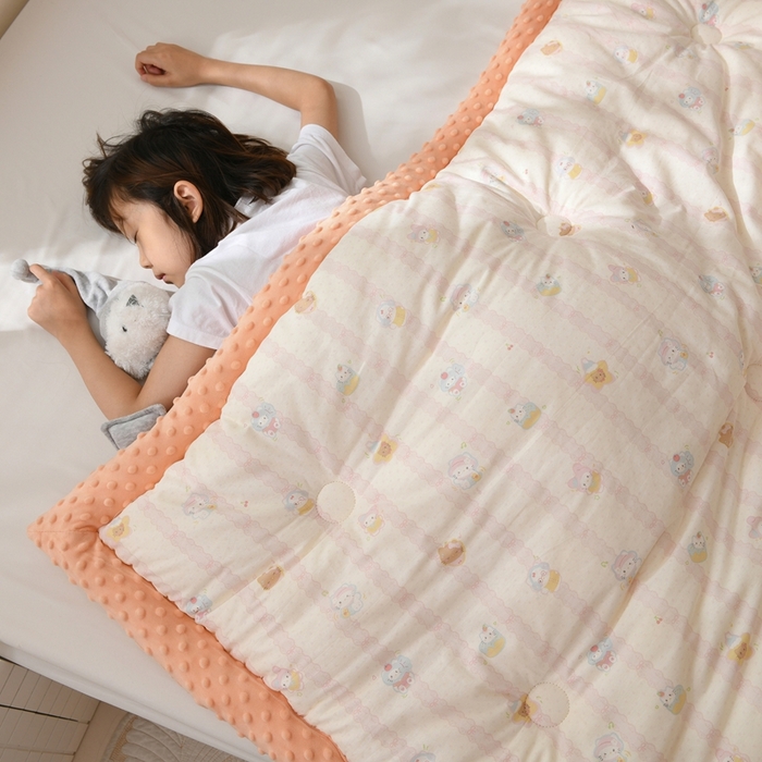 91家纺网 家纺一手货源 找家纺 小桃姐家纺 2025新款全棉豆豆绒儿童被 被子被芯 蛋糕小猫