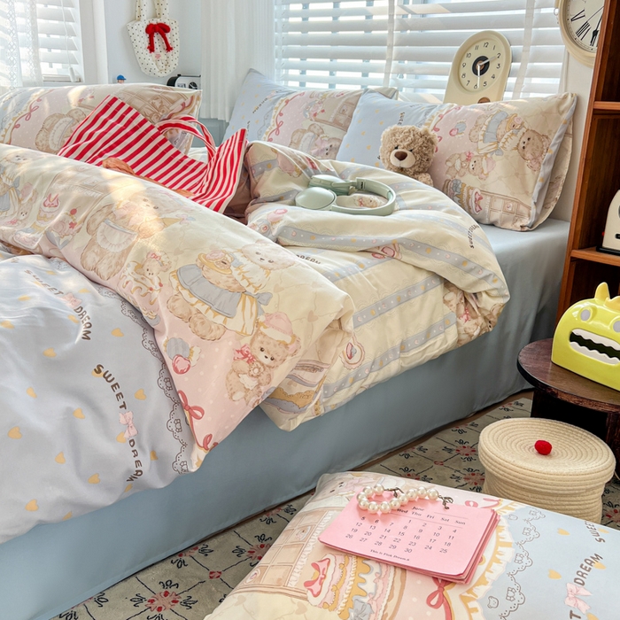 91家纺网 家纺一手货源 找家纺 朵朵家纺 2026新款水洗印花床单床笠款三四件套学生三四件套 艾米莉