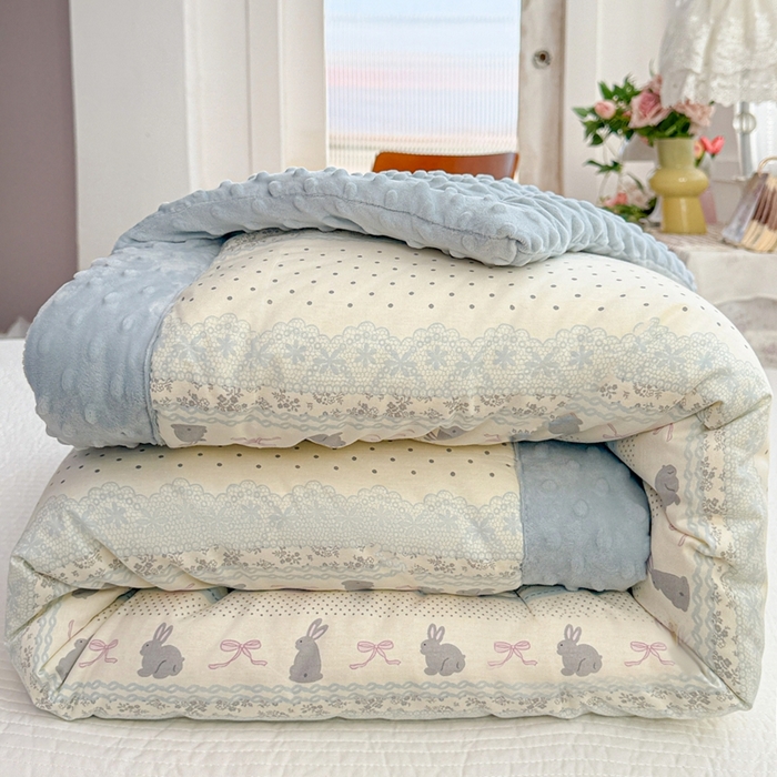 小桃姐家纺 2025新款全棉豆豆绒儿童被 被子被芯 海盐兔