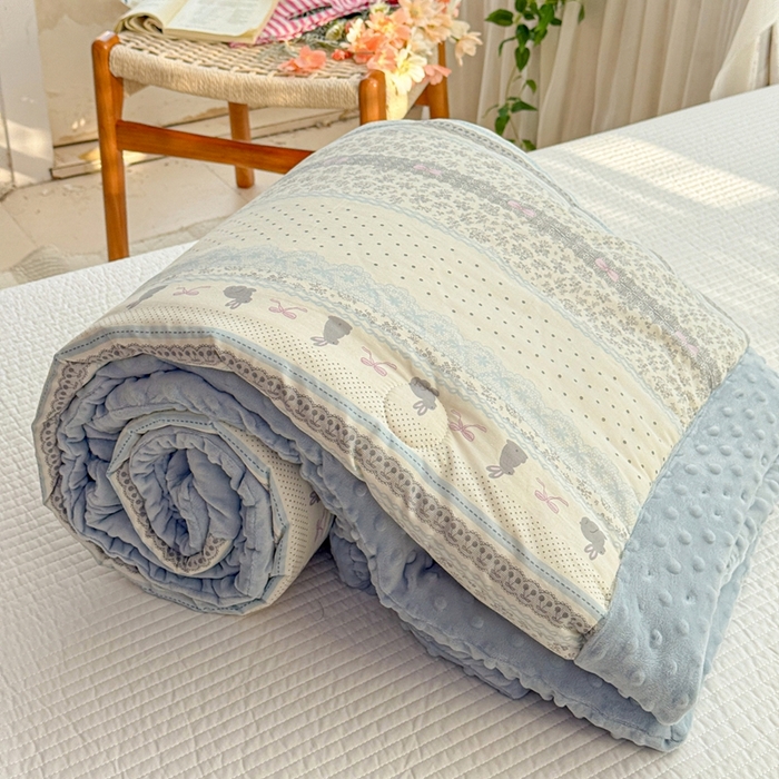 91家纺网 家纺一手货源 找家纺 小桃姐家纺 2025新款全棉豆豆绒儿童被 被子被芯 海盐兔