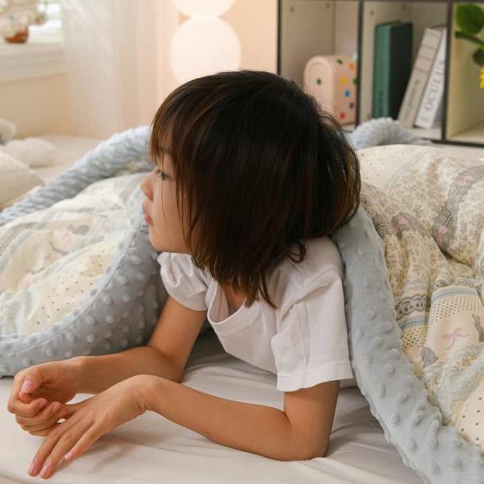 91家纺网 家纺一手货源 找家纺 小桃姐家纺 2025新款全棉豆豆绒儿童被 被子被芯 海盐兔