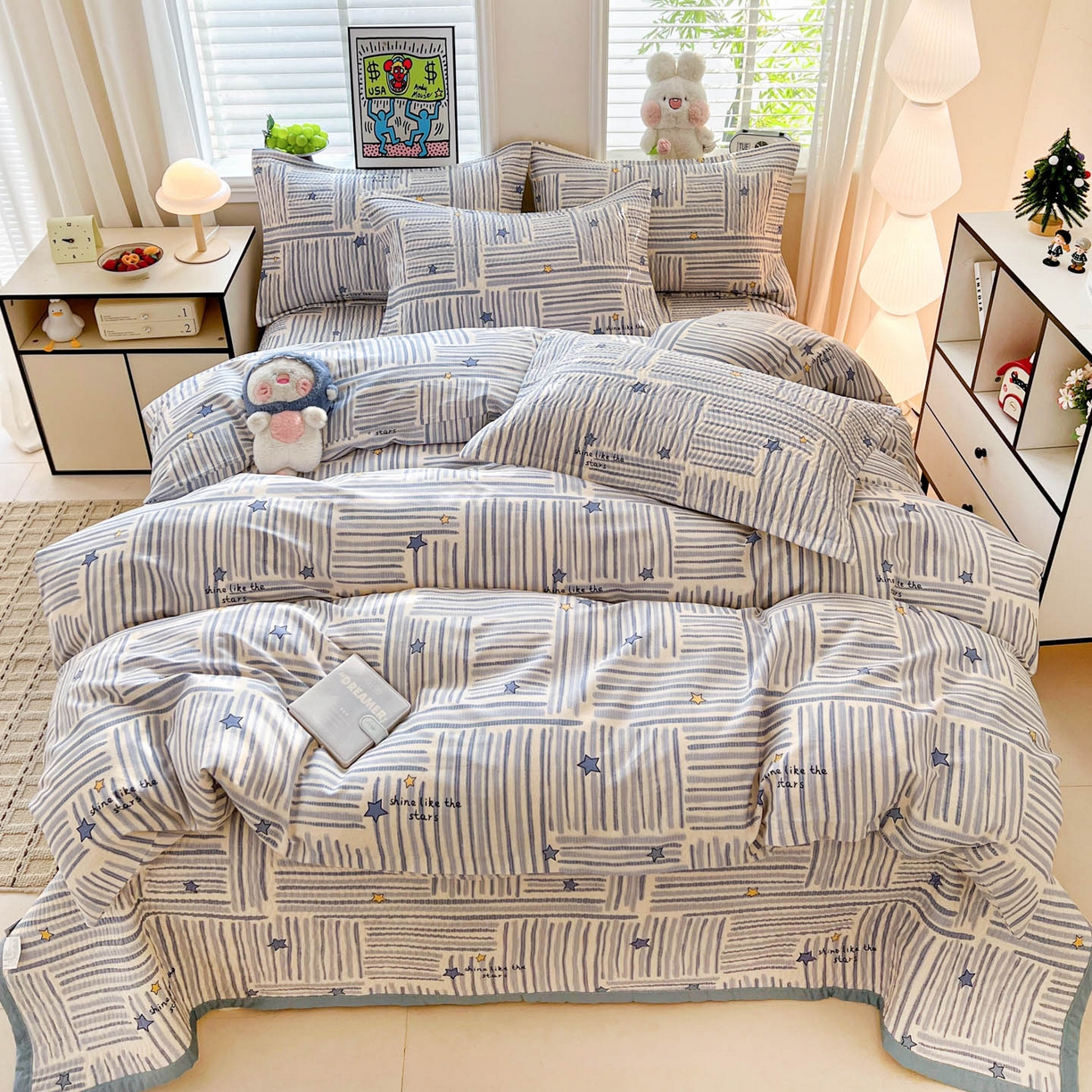 91家纺网 家纺一手货源 找家纺 梦精灵家纺 2026新款纯棉床盖单件全棉绗缝夹棉床单 四季通用榻榻米防滑学生宿舍单人被套枕套 星织影