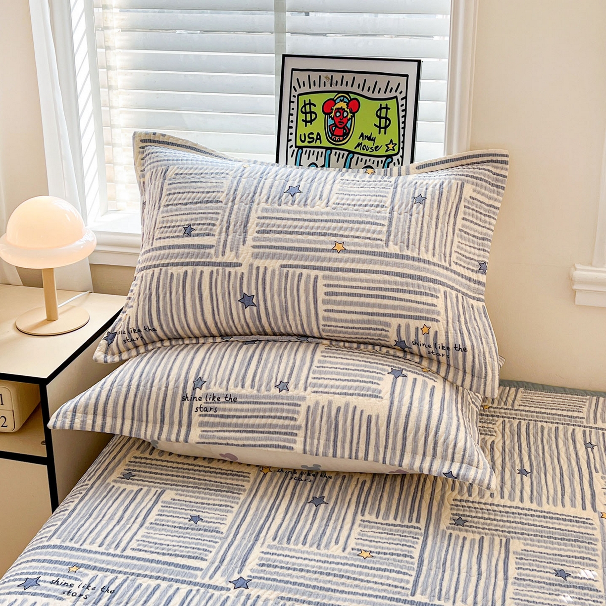 91家纺网 家纺一手货源 找家纺 梦精灵家纺 2026新款纯棉床盖单件全棉绗缝夹棉床单 四季通用榻榻米防滑学生宿舍单人被套枕套 星织影