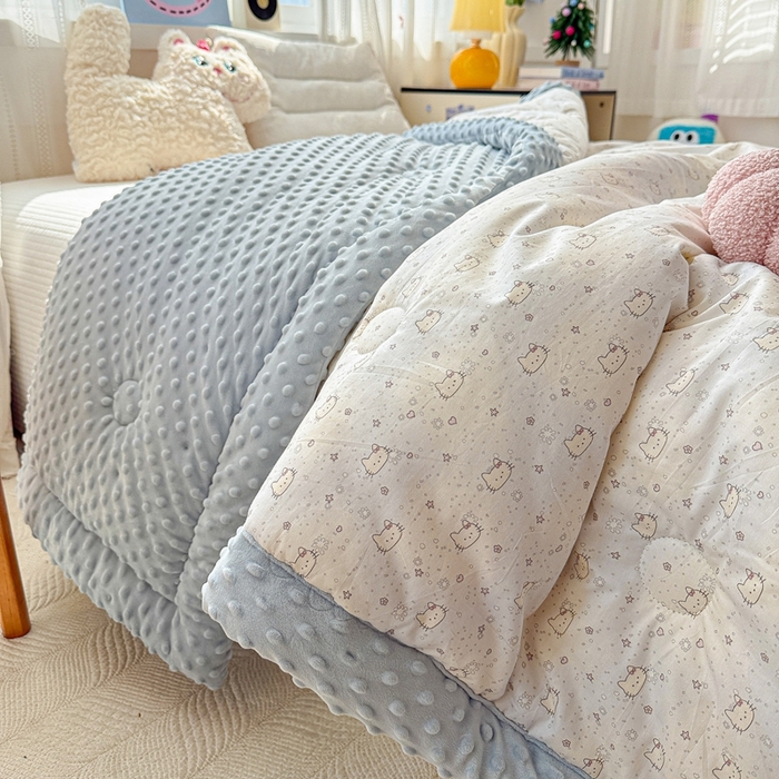 91家纺网 家纺一手货源 找家纺 小桃姐家纺 2025新款全棉豆豆绒儿童被 被子被芯 凯蒂猫