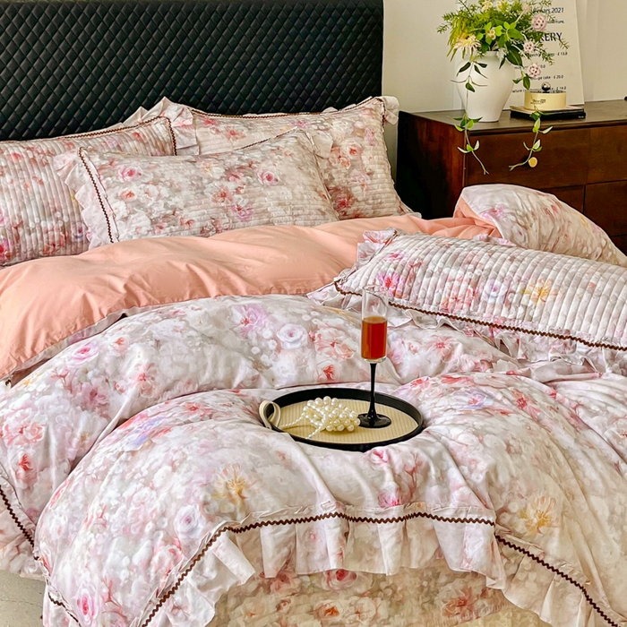 91家纺网 家纺一手货源 找家纺 （总）胜权家纺 2026新款A类全棉法式13372数码印花夹棉床盖单品系列