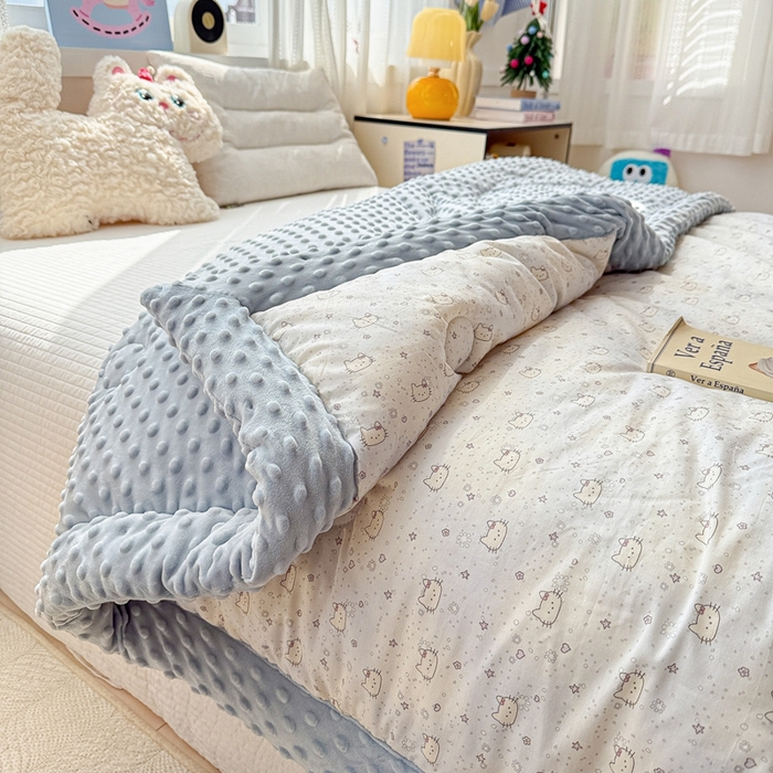 91家纺网 家纺一手货源 找家纺 小桃姐家纺 2025新款全棉豆豆绒儿童被 被子被芯 凯蒂猫