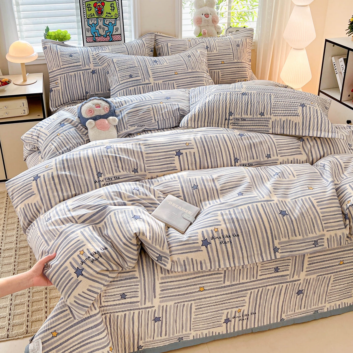 91家纺网 家纺一手货源 找家纺 梦精灵家纺 2026新款纯棉床盖单件全棉绗缝夹棉床单 四季通用榻榻米防滑学生宿舍单人被套枕套 星织影