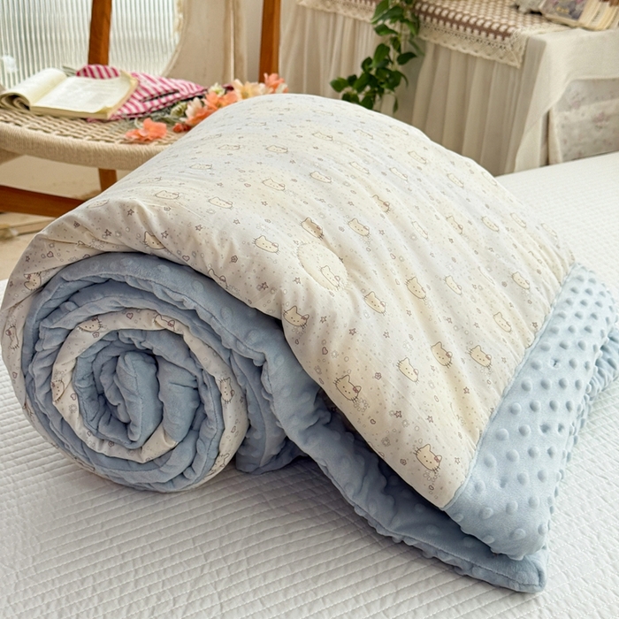 91家纺网 家纺一手货源 找家纺 小桃姐家纺 2025新款全棉豆豆绒儿童被 被子被芯 凯蒂猫