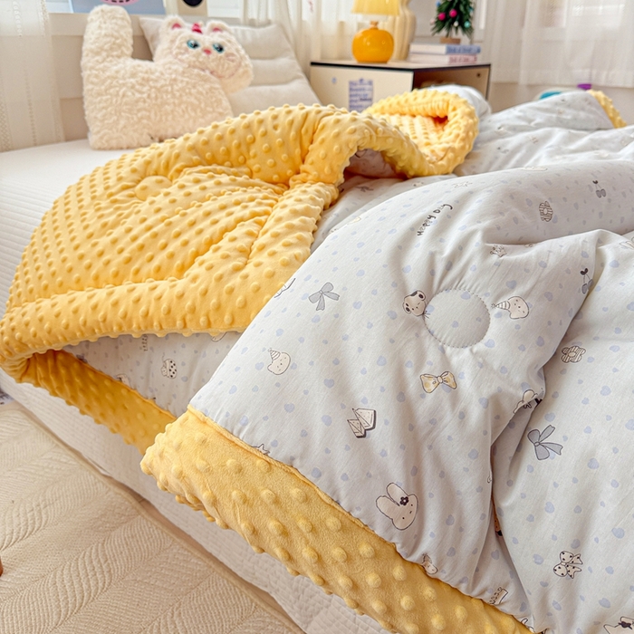 91家纺网 家纺一手货源 找家纺 小桃姐家纺 2025新款全棉豆豆绒儿童被 被子被芯 萌宠派对